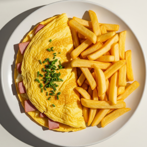 Ham Omelette & Chips 